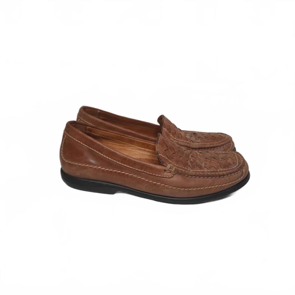 Johnston & Murphy Men's Brown Woven Leather Loafers Size 9.5 M